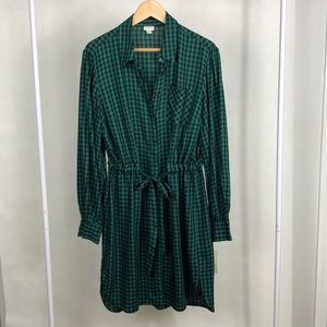 Brand new green plaid shirt dress